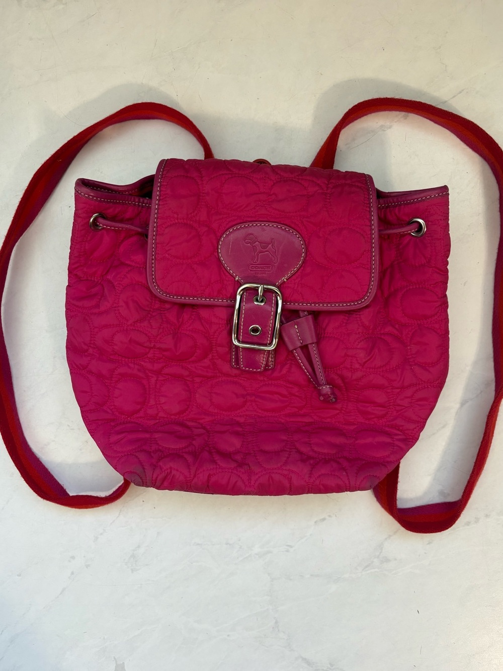 Vintage Y2K Coach Limited Edition Hot Pink Jack Russell Quilted Backpack Preppy